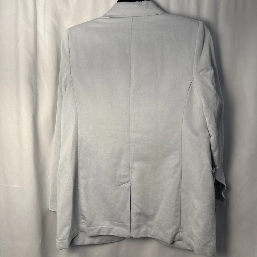 Banana Republic Classic Blazer Womens 14P Blue Chambray Single Button Petite